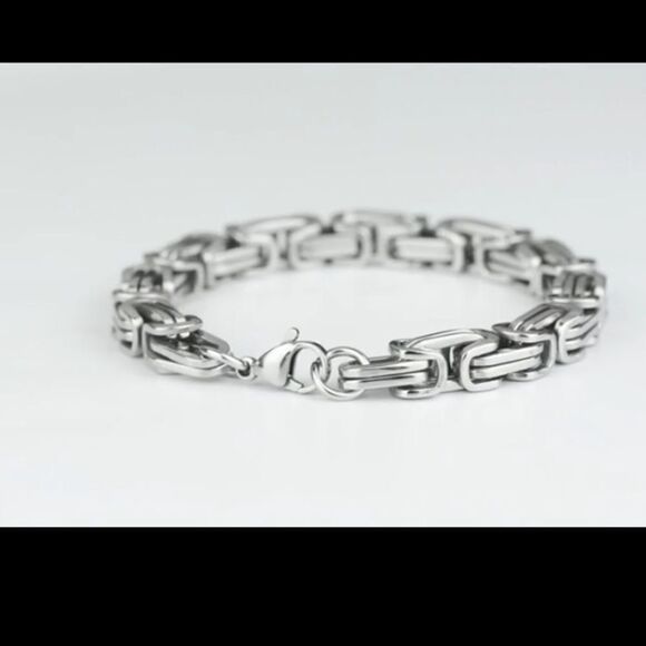 Men’s Thick Braided Link Chain Bracelet - Picture 3 of 6